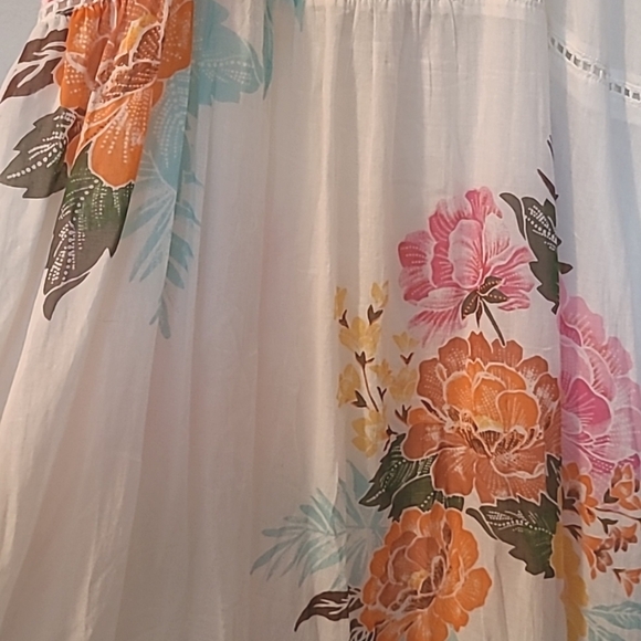 Farm Rio Anthropologie Havanna Cotton Floral Bobbles Midi Maxi Dress XS Petite - Picture 11 of 16